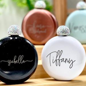 Personalized Round Flasks with Rhinestone Lid for Bridesmaid Gifts image 10