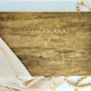 Personalized Baby Keepsake Wood Box - Newborn Memory Box - Baby&#39;s First Memory Box - Engraved Wood Keepsake Box - Personalized Wood Box