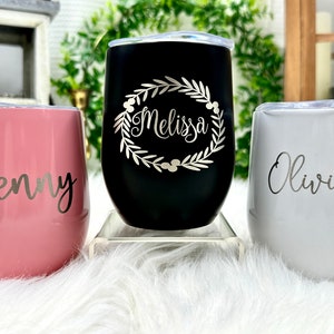 Christmas Gifts for Mom - Engraved Wine Tumblers Wine Glasses Gifts for Women Personalized Gift for Family Christmas Party Office Party Gift