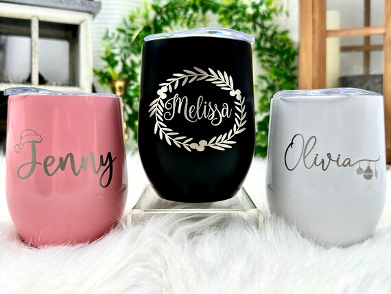 Valentine's Day Gifts for Mom - Engraved Wine Tumblers Wine Glasses Gifts for Women Personalized Gift for Family Office Party Gift