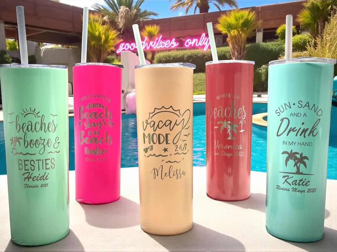 Personalized Beach Girls Trip Tumbler Cups for Ladies
