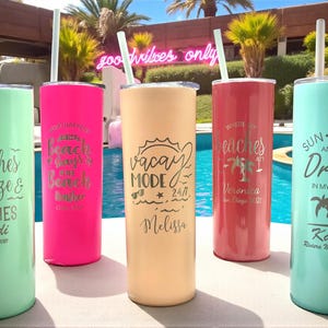 Personalized Beach Girls Trip Tumbler Cups for Ladies Weekend Getaway Vacation Spring Break Gift for Her