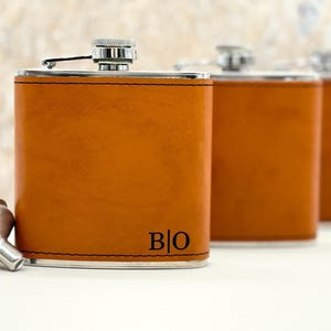 Personalized Groomsmen Flask, Engraved Leatherette Wrapped Flask, Groomsmen Proposal or Wedding Gift