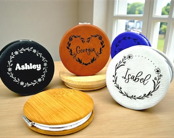 Engraved Compact Mirror Wedding Favor, Maid of Honor, Bridesmaid or Gift for Her