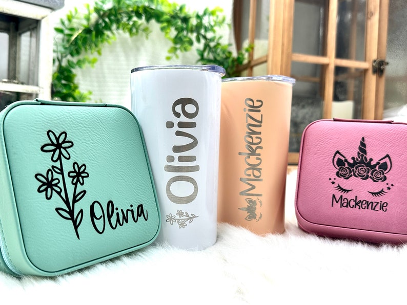 Engraved Easter Gift for Kids Stainless Steel 12 oz Tumbler Cup and Jewelry Case Gifts for Girls image 1