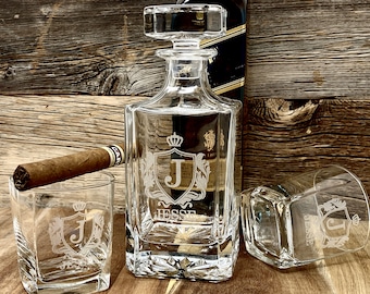 Gift for Fathers Day - Whiskey Decanter and Glasses - Groomsmen Gifts, Groomsmen Proposal, Father of the Bride Gift, Father of the Groom