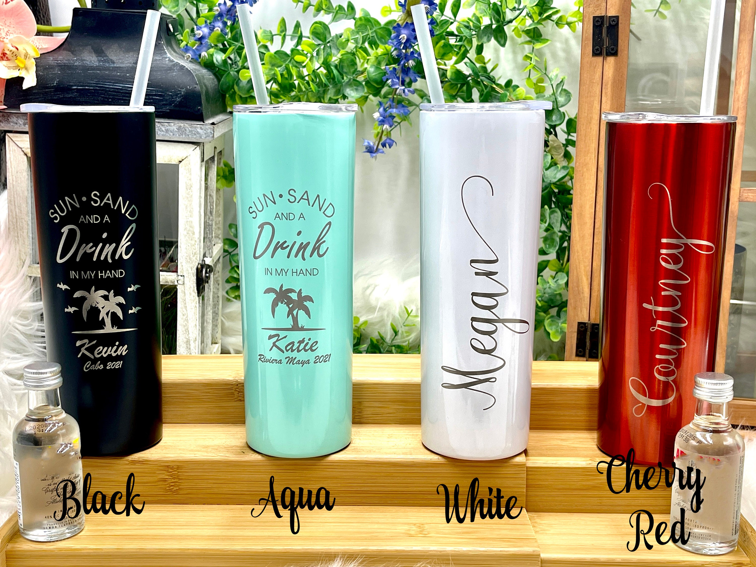 Personalized Vacation Tumblers With Straw, Design: FM13 - Everything Etched