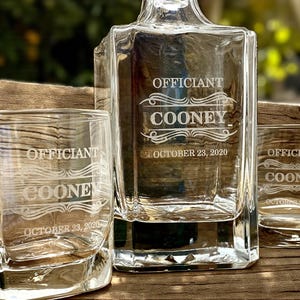 Officiant Appreciation: Personalized Engraved Gifts for Your Wedding Officiant, Meaningful Whiskey Decanter Set for Officiant Proposal Gift