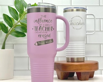 Personalized Teacher Tumbler – Custom Name Cup – Teacher Gift for Coffee Lovers – Large Travel Mug with Handle – Gift for Teacher