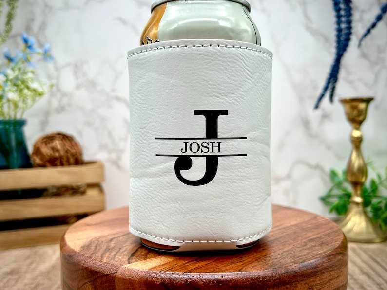 Personalized Can Cooler with Bottle Opener for Groomsmen Gifts Proposal Ideas White/Round