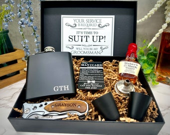 Groomsmen Proposal Gift Box, Groomsmen Gift, Groomsmen Gift Box, Groomsman Gift, Groomsman Gift Box Set, Pocket Knife, Groomsman Flask Gift