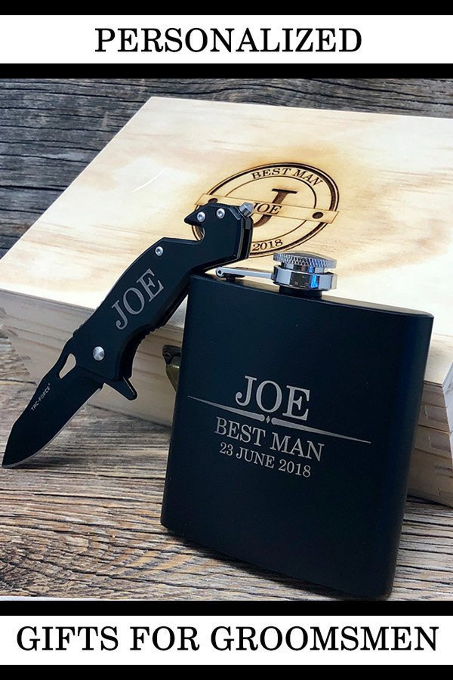 Pocket Knife Groomsmen Gift Box Groomsmen Gift Flask Etsy