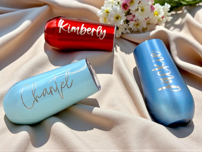 Personalized Bridesmaid Gift - CHAMPAGNE FLUTES 6 Ounce Tumbler for Bachelorette Party Gifts for Her for Women Wedding Gift for Bridal Party image 2