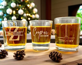 Personalized Engraved Shot Glass – Custom Gift for Him, Stocking Stuffer, Holiday Gift Idea for Men, Friends, or Family