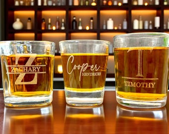 Engraved Shot Glass with Custom Name – Personalized Gift for Him, Bachelor Party Favor or Groomsmen Gift