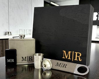 Groomsman Proposal Box – Personalized Best Man Gift Set with Flask, Lighter & Bottle Opener
