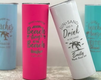 Personalized Skinny Tumbler with Custom Name – Bridesmaid Gift, Bachelorette Party Cup for Girls Trip