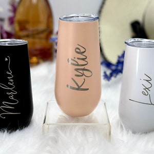 Personalized Bridesmaid Gift - CHAMPAGNE FLUTES 6 Ounce Tumbler for Bachelorette Party Gifts for Her for Women Wedding Gift for Bridal Party image 6