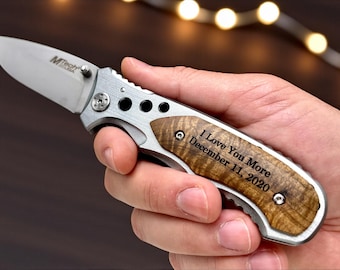 Personalized Pocket Knife for Husband, Engraved Anniversary or Valentine’s Day Gift for Him