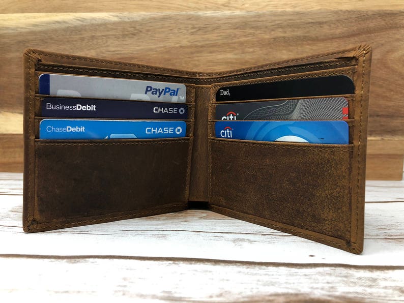 Personalized Wallet Engraved Leather Genuine Bi fold Mens Etsy