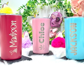 Personalized Flower Girl Gift 12 oz Skinny Tumbler with Straw and Lid