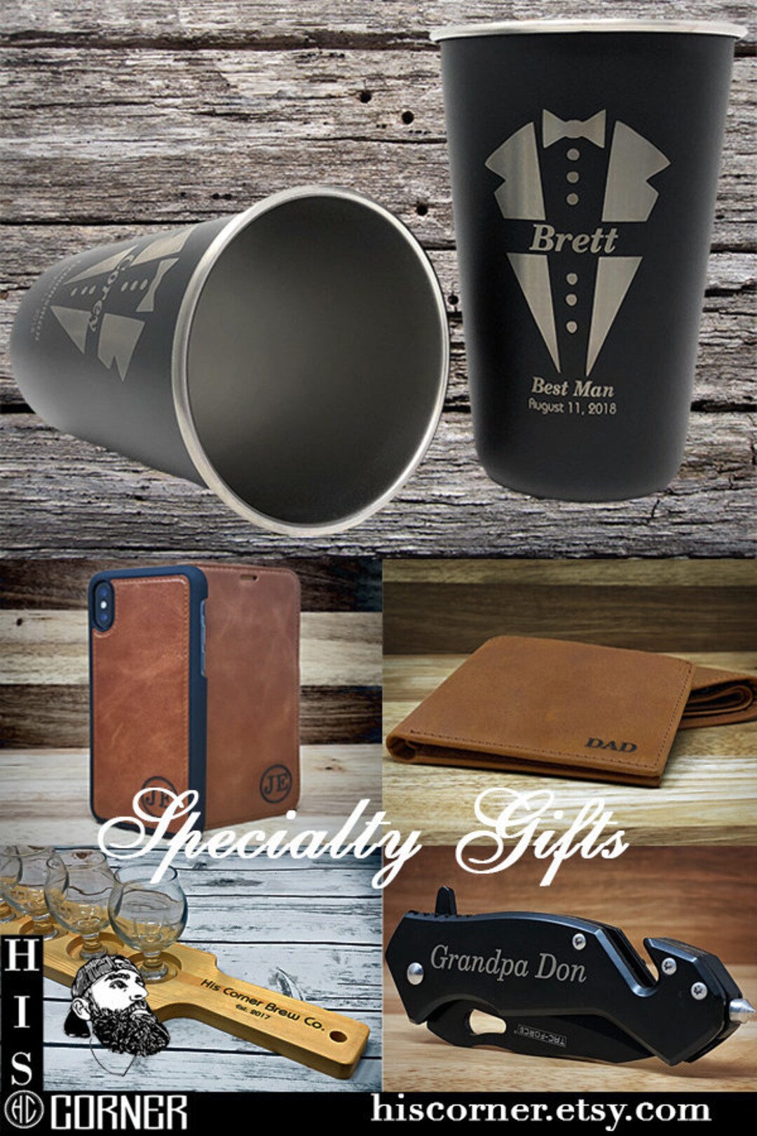 Groomsmen Gift Personalized Black Stainless Steel Pint Glass Cup Custom ...