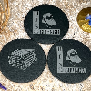 Coaster for Employee Gifts, Personalized Black Slate Coaster, Engraved With Company Logo