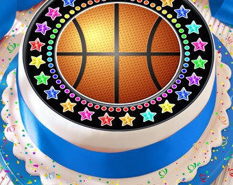 Basketball Heart Personalised Blue 7 5 Inch Precut Edible Cake