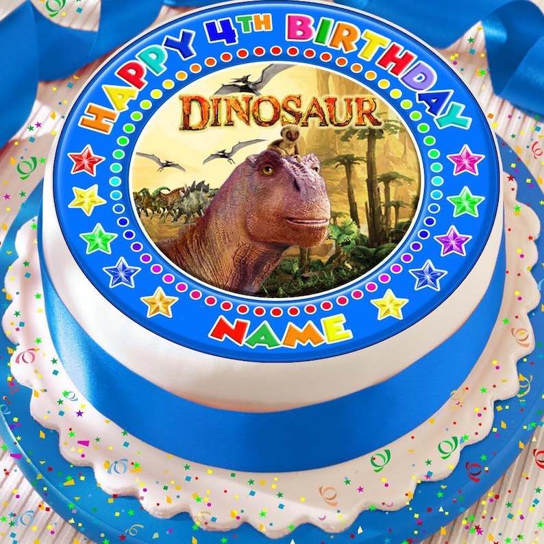 Edible Dinosaur Cake Topper With Name And Age SALE TODAY