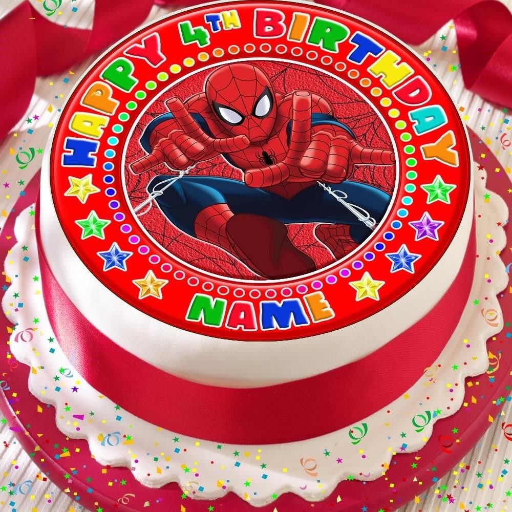 Spiderman Personalised With Your Age And Name Precut Edible Etsy