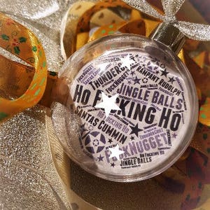 Rude, contraversial, filthy, swear word, personalised christmas bauble