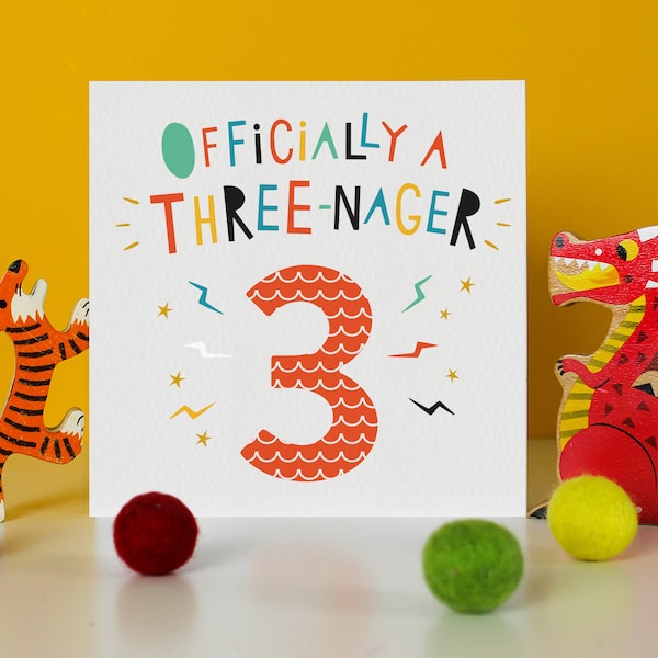 Officially a Three-nager Age 3 Birthday Card