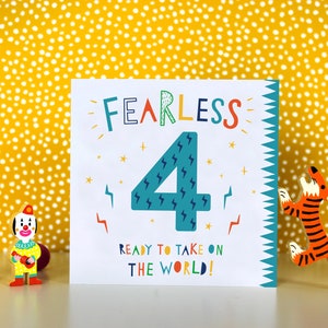 Carte d'anniversaire 4 ans, courageux