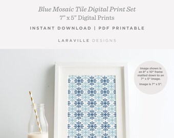 Mosaic Tile Wall Art, Digital Mosaic Tile Wall Art, Mosaic Tile Prints, Digital Prints, Instant Download,Prints + Patterns,Home Decor Prints