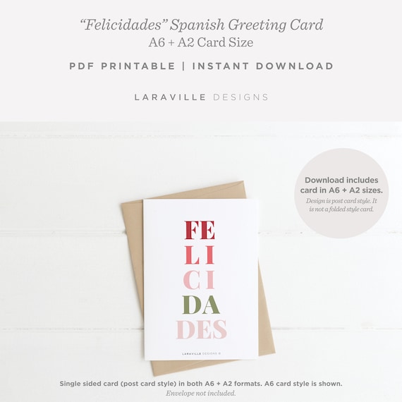 Spanish Greeting Cards Spanish Birthday Cards Felicidades Etsy