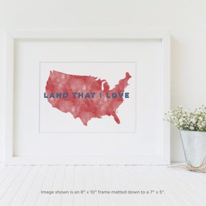 Patriotic Prints, USA Map, Watercolor USA Map, Illustrated USA Map, Watercolor Prints, Instant Download, pdf Download, American Map Print