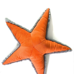 Coral Starfish Plush Pillow - Handmade Orange Sea Star Shaped Cushion, Sea Stuffed Animal Pillow Room Decor, Novelty Mother&#39;s Day Gift idea