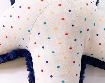 Polka Dots Starfish Plush Toy - Handmade Sea Star Shaped Pillow for Children Gift, Under The Sea Stuffed Animal Plushies for Playroom Decor