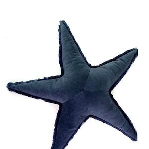 Navy Blue Starfish Plush Pillow,  Handmade Small Sea Star Cushion , Soft Plush Toy for Birthday Child Gift Idea, Nautical Nursery Room Decor