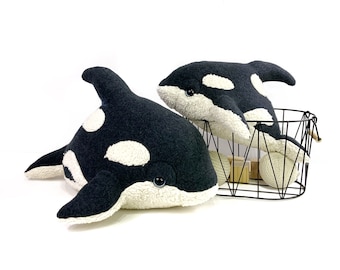 Killer Whale Plush Toy - Organic Baby Orca Whales,  Handmade Sea World Whale Stuffed Animal Toys, Natural Cuddly Whale to Friends of The Sea