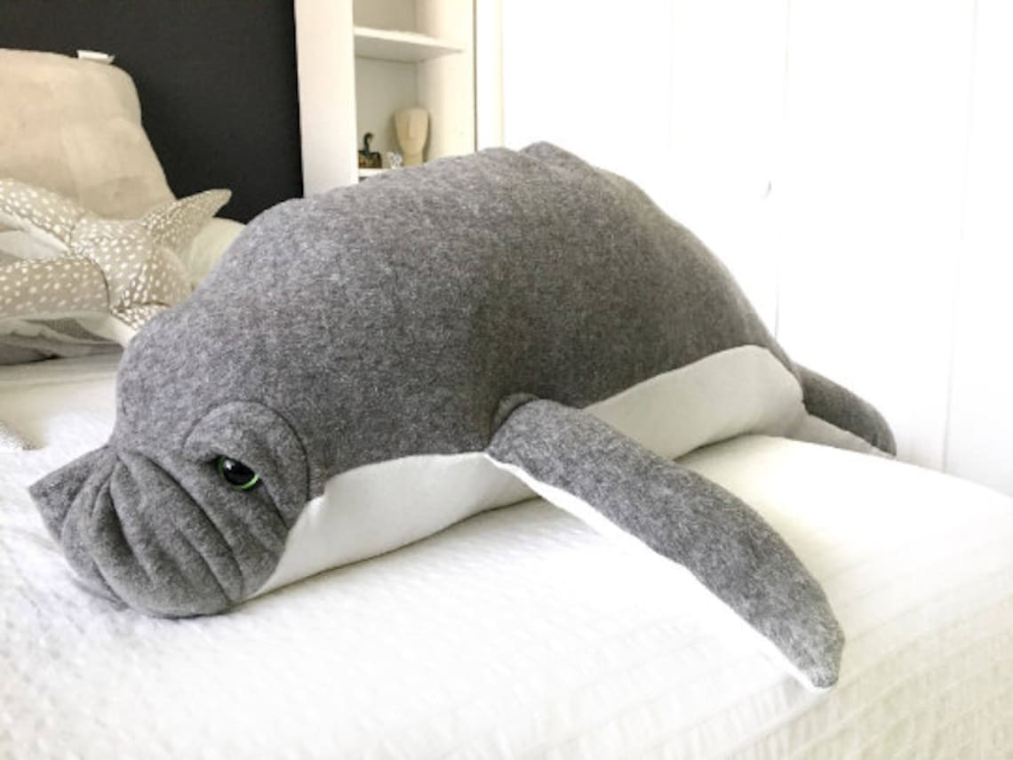 Giant Manatee Plush Hand Crafted Stuffed Sea Cow, Large Manatee Plush