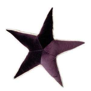 Eggplant Starfish Plush - Handmade Purple Sea Star Pillow, Plum Star Cushion, Aquatic Sea Star Plush, Velvety Starfish Recreation Room Decor