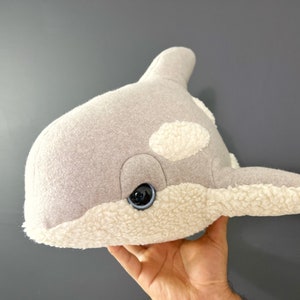 Little Sand Baby Orca Plush Organic Beige Stuffed Animal for Babies, Handmade Small Killer Whale Stuffed Toy for Welcome Neutral Baby Gift image 7