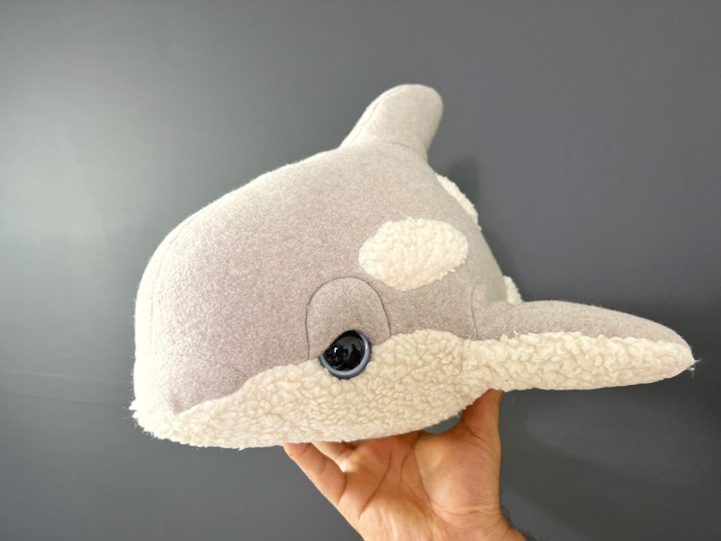 Little Sand Baby Orca Plush Organic Beige Stuffed Animal for Babies, Handmade Small Killer Whale Stuffed Toy for Welcome Neutral Baby Gift image 7