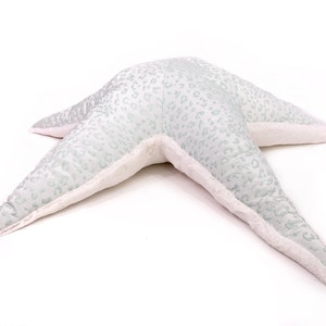 Mint Baby Starfish Pillow - Handmade Small Starfish Plush, Mint Cotton fabric Sea Star Pillow, Light Green Starfish Nursery Plushie.