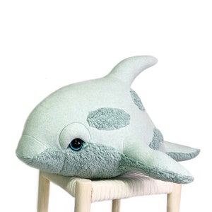 Organic Mint Killer Stuff Whale  - Handmade Natural Fibers Baby Orca Plush, The Baby First Plush, Stuffed Animal Toy for Babies Room Decor.