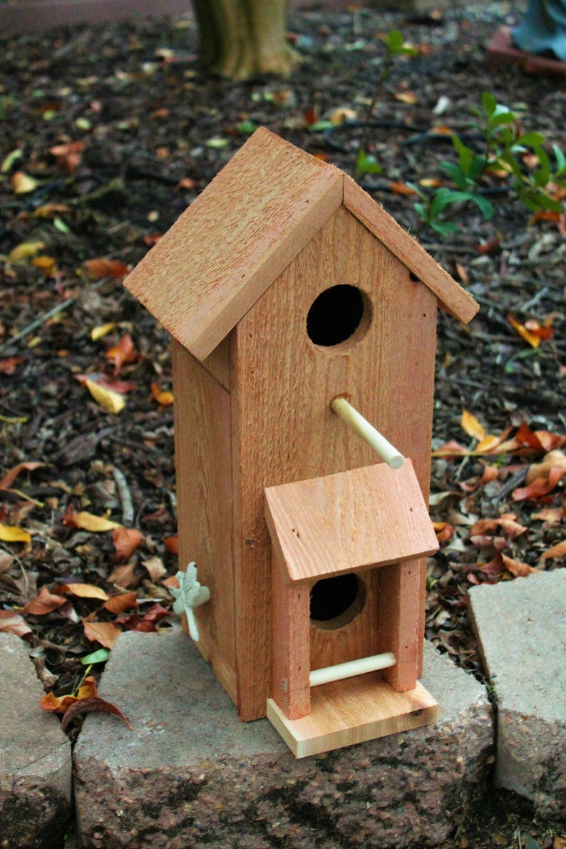 Cedar Birdhouse two story outdoor great gift idea for Mom Etsy