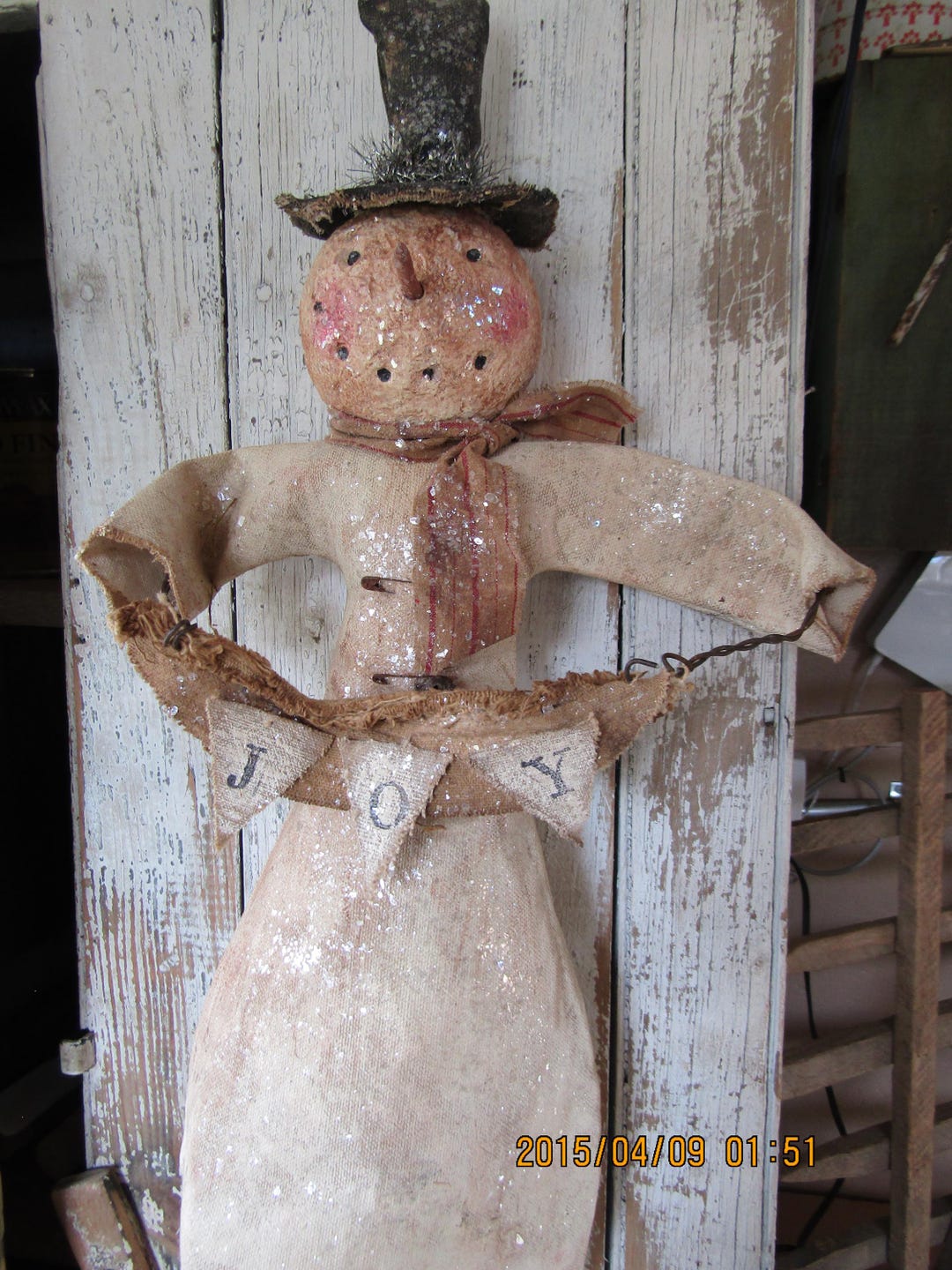 Primitive Snowman Tree Topper - Etsy