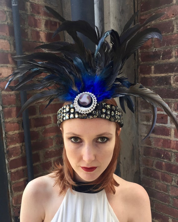 Belle Epoque Feather Headdress: Art Deco Gatsby Headband - Etsy