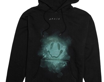 Hand-Painted Green Smiley Hoodie